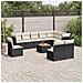 Set Divani da Giardino 11 pz con Cuscini in Polyrattan Nero - Foto miniatura 4
