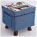 Pouf Contenitore in Tessuto Multiuso Poggiapiedi Sgabello e Baule Colore Blu - Foto miniatura 3