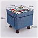 Pouf Contenitore in Tessuto Multiuso Poggiapiedi Sgabello e Baule Colore Blu - Foto miniatura 2