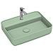 Lavabo Rettangolare Da Appoggio Senza Troppo Pieno In Ceramica Con Foro Rubinetto - Menta Opaco - Foto miniatura 1