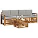 Set divani con cuscino 5 pcs Grigio Naturale e Chiaro - Foto miniatura 3