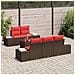 Set Divano da Giardino 6 pz Beige e Rosso polyrattan - Foto miniatura 3