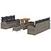 Set di Divani da Giardino 10 Pezzi con Cuscini Grigio Polyrattan Acacia,  Divano da Giardino 2 Posti con Ripostiglio e Cuscini Grigio Polyrattan,  Set da Pranzo da Giardino 3 Pezzi con Cuscini Grigio Polyrattan Acacia - Foto miniatura 1