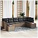 Set di divani da giardino a 7 pezzi con cuscini Grigio Rattan Acacia - Foto miniatura 2