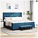Letto con Box Spring con Materasso & Panca Blu Scuro 200x200 cm Velluto - Foto miniatura 2