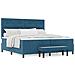 Letto con Box Spring con Materasso & Panca Blu Scuro 200x200 cm Velluto - Foto miniatura 4