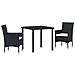 Set da Pranzo per Giardino con cuscino 3 pcs Nero Poly Rattan - Foto miniatura 1
