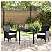Set da Pranzo per Giardino con cuscino 3 pcs Nero Poly Rattan - Foto miniatura 4
