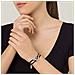 Bracciale In Pelle Nera Con Chiusura Quadrata Placcata Argento - Foto miniatura 2
