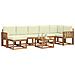 Set di divani da esterno con cuscino 8 pcs Naturale e Crema - Foto miniatura 3