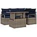 Set Divano da Giardino 5 pcs Grigio e Blu Navy polyrattan - Foto miniatura 1