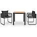 Set Da Pranzo Da Giardino 3 Pz In Rattan Pvc Nero E Marrone - Foto miniatura 1