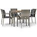 Set da Pranzo da Giardino 5 pz con Cuscini in Polyrattan Grigio - Foto miniatura 1