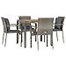Set da Pranzo da Giardino 5 pz con Cuscini in Polyrattan Grigio - Foto miniatura 3