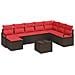 Set di divani con cuscino 9 pcs Marrone e Rosso polyrattan - Foto miniatura 1