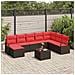 Set di divani con cuscino 9 pcs Marrone e Rosso polyrattan - Foto miniatura 2