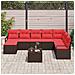 Set di divani con cuscino 9 pcs Marrone e Rosso polyrattan - Foto miniatura 3