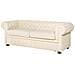Divano Vintage A 3 Posti In Pelle Beige Chesterfield - Foto miniatura 24