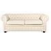 Divano Vintage A 3 Posti In Pelle Beige Chesterfield - Foto miniatura 15