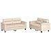 Set Divani 2 Pz Con Cuscini Beige In Tessuto Microfibra - Foto miniatura 2