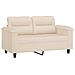 Set Divani 2 Pz Con Cuscini Beige In Tessuto Microfibra - Foto miniatura 3