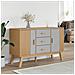 Credenza Olden Grigia E Marrone 114x43x73,5 Cm Massello Di Pino - Foto miniatura 3