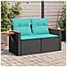 Divano da Giardino con Cuscini a 2 Posti Nero in Polyrattan - Foto miniatura 2