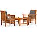 Set Mobili da Giardino 3pz con Cuscini Legno Massello di Acacia - Foto miniatura 1