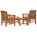 Set Mobili da Giardino 3pz con Cuscini Legno Massello di Acacia - Foto miniatura 3