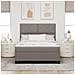 Letto con Rete a Molle con Materasso Taupe 140x190 cm Tessuto - Foto miniatura 5
