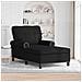 Chaise Lounge con cuscino Nero 91 x 157 x 91 cm Tessuto - Foto miniatura 2