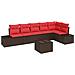 Set Divano da Giardino con cuscino 7 pcs Marrone polyrattan - Foto miniatura 1