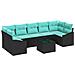 Set di divani con cuscino 8 pcs Nero e Turchese polyrattan - Foto miniatura 1