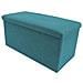 Puff Rettangolare Pouf Portaoggetti Azzurro Turchese Tessuto - Foto miniatura 4