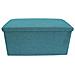 Puff Rettangolare Pouf Portaoggetti Azzurro Turchese Tessuto - Foto miniatura 1