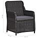 Set Bistrot Da Giardino 3 Pz Con Cuscini In Polyrattan Nero - Foto miniatura 5