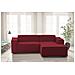 Divano Fisso Lidia, Divano Componibile A 2 Posti Large Con Penisola Destra, 100% Made In Italy, Sofà Moderno In Tessuto, Cm 240x170h70, Rosso - Foto miniatura 1