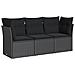 Set Divani Da Giardino 3 Pz Con Cuscini In Polyrattan Nero - Foto miniatura 1