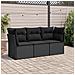 Set Divani Da Giardino 3 Pz Con Cuscini In Polyrattan Nero - Foto miniatura 2