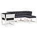 Set Salotto Giardino 5pz Con Cuscini Bianco Legno Massello Pino - Foto miniatura 2