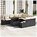 Set da pranzo da giardino in 9 pezzi con cuscini in polyrattan nero e acacia - Foto miniatura 2