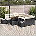 Set da pranzo da giardino in 9 pezzi con cuscini in polyrattan nero e acacia - Foto miniatura 3