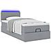 Pouf Letto con Materasso e LED Grigio Chiaro 90x200 cm Tessuto - Foto miniatura 6