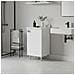 Mobiletto Con Alzatina Bianco | Mobile Multiuso Con Piedini In Metallo E Ripiano Regolabile | Già Assemblato Per Bagno, Lavanderia, Cucina E Ingresso - Foto miniatura 2