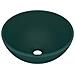 Lavandino Lusso Rotondo Verde Scuro Opaco 32,5x14 cm Ceramica - Foto miniatura 1