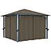 Gazebo con Tende e Luci LED 300x300 cm Grigio Talpa Alluminio - Foto miniatura 2