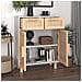 Credenza Bianca 60x30x75 Cm Legno Massello Pino Rattan Naturale - Foto miniatura 3