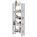 Libreria Haruki, Scaffale Da Ufficio A 5 Ripiani, Mobile Portalibri, Biblioteca, 57x27h170 Cm, Bianco Lucido E Rovere - Foto miniatura 9