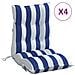 Cuscini Sedia Schienale Basso 4 Pz A Righe Blu E Bianche Oxford - Foto miniatura 2
