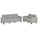 Set Divani 2 Pz Con Cuscini Grigio Chiaro In Tessuto Microfibra - Foto miniatura 2